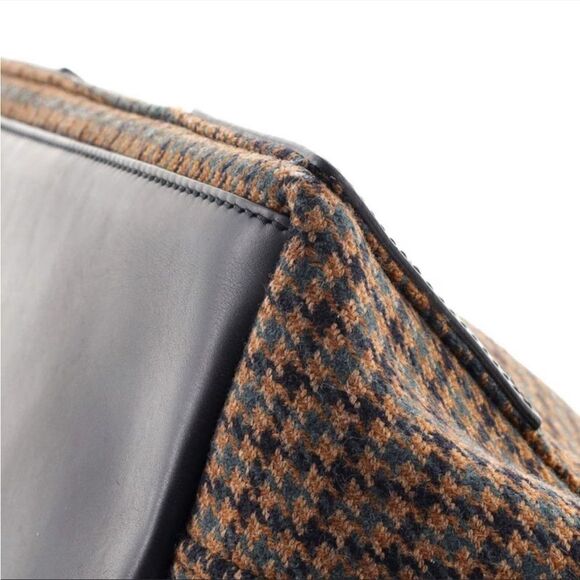 BALENCIAGA Brown Tweed Plaid Handbag Purse Brown Navy Cabas Satchel - Picture 9 of 9